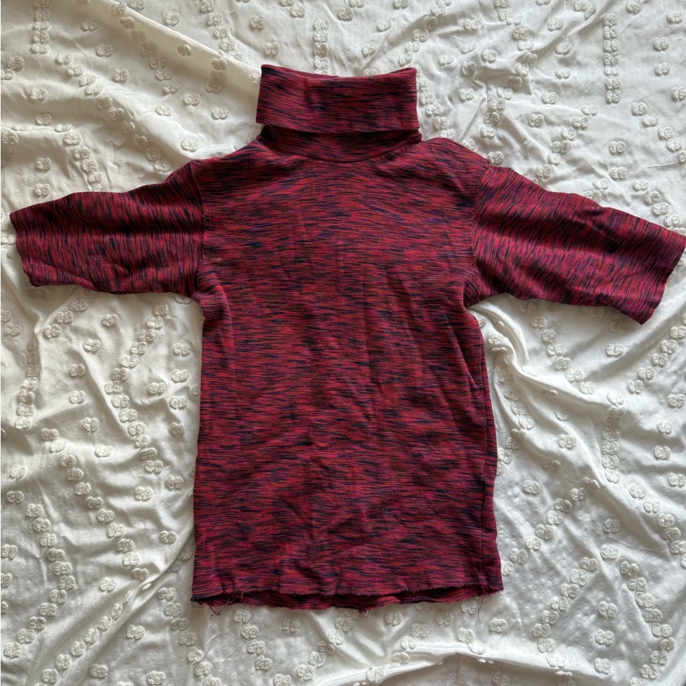 Free People Half Sleeve Turtleneck Cropped Top